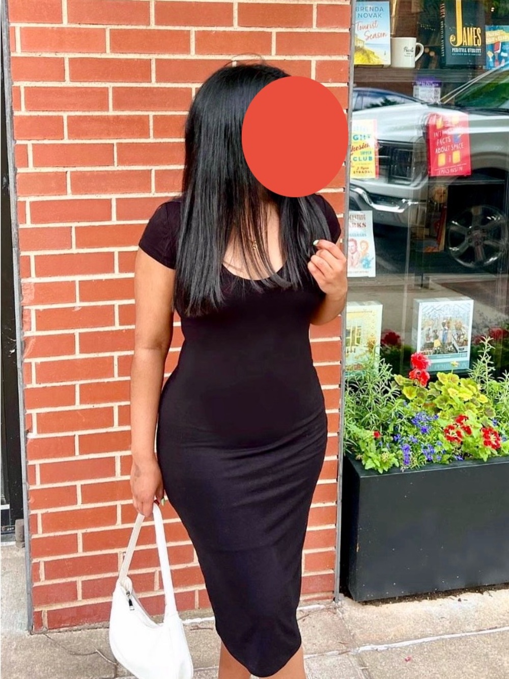 🌸SYM2 - Classic Black Bodycon Round Neck Midi Dress🖤